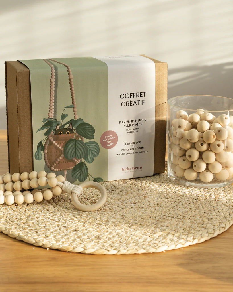 COFFRET CRÉATIF / JARDINIERE POUR PLANTE EN PERLES DE BOIS / BRIN BRUN