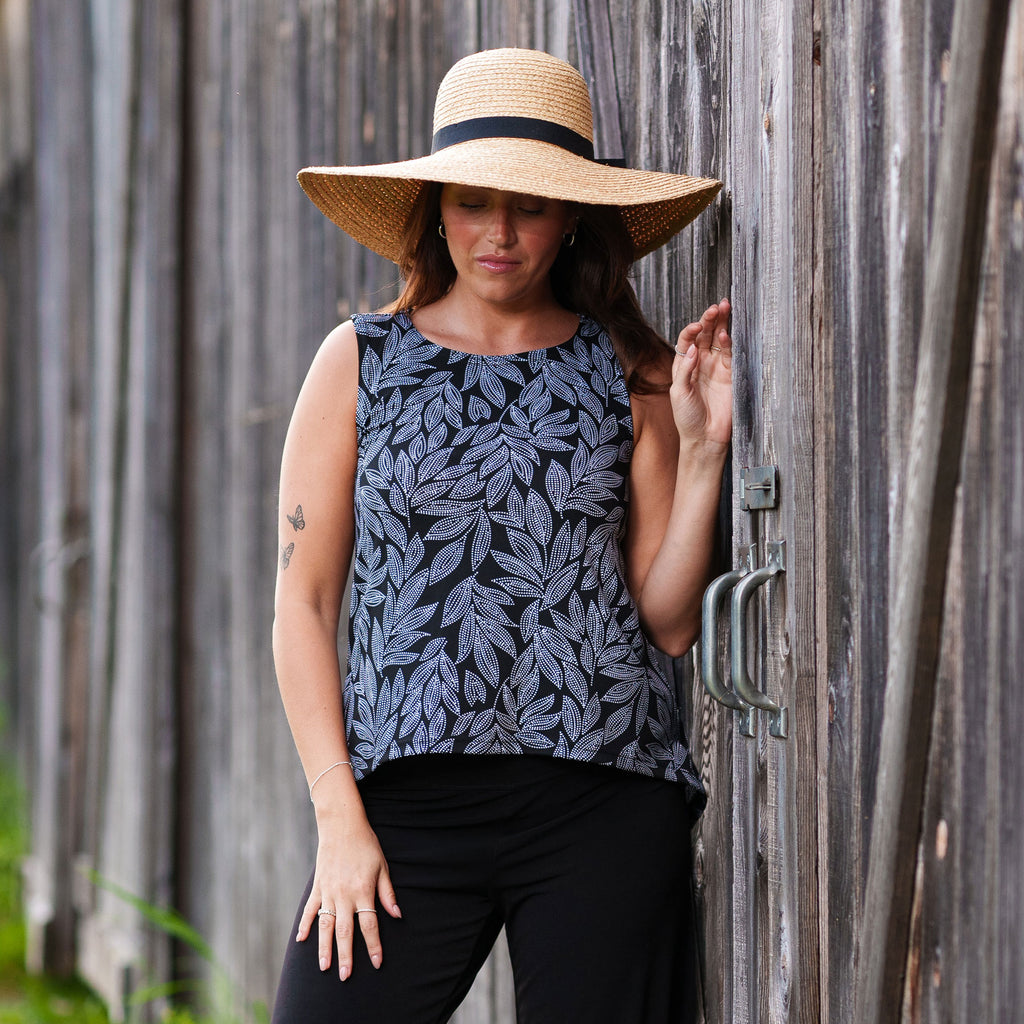 Camisole Swing - Feuillage noir et blanc // Rien ne se perd
