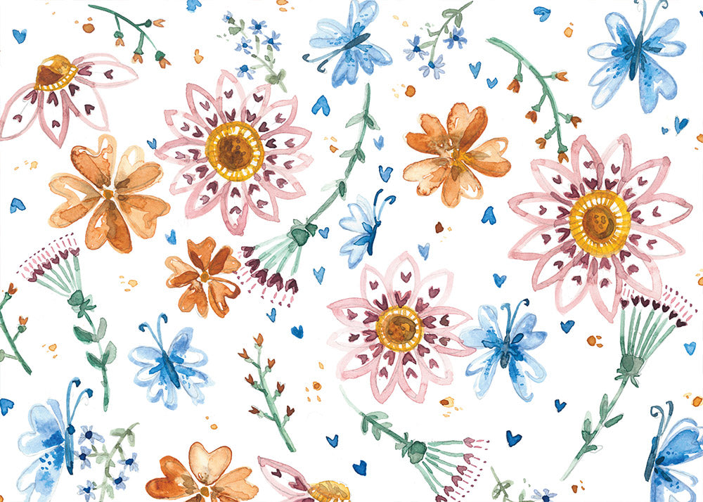 CARTE DE SOUHAIT / FLEURS AQUARELLE / CLAIRE / STÉPHANIE RENIÈRE