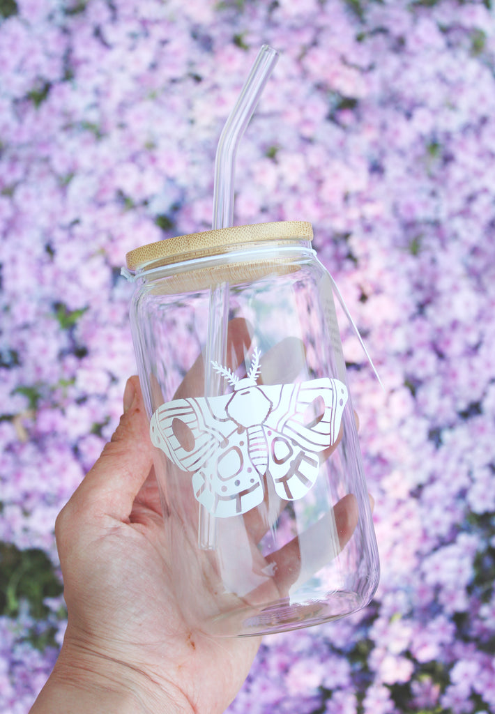 Verre - Couvercle de Bambou et Paille en Verre - Papillon de Nuit / MARIE-ÈVE ARPIN