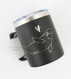 Tasse ISOTHERME - Béluga et Coeur - Noir - 12 onces / MARIE-ÈVE ARPIN