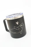 Tasse ISOTHERME - Béluga et Coeur - Noir - 12 onces / MARIE-ÈVE ARPIN