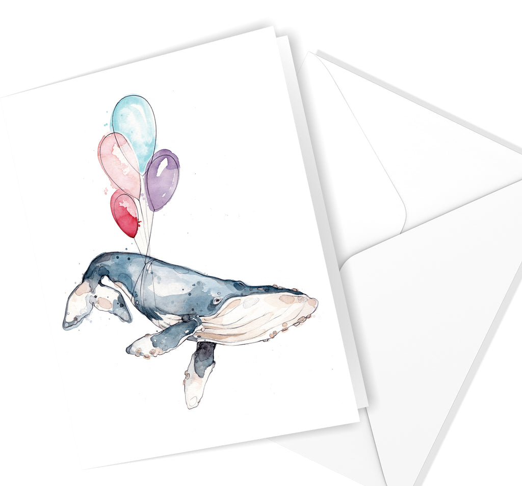 CARTE DE SOUHAIT / BALEINE AUX BALLONS / MARIE-ÈVE ARPIN