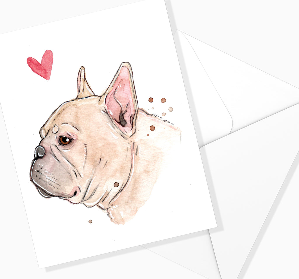 CARTE DE SOUHAIT / Bouledogue Français / MARIE-ÈVE ARPIN