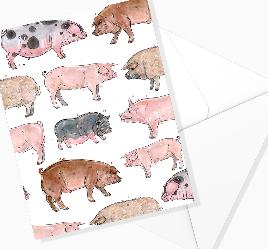 Carte de souhaits - Motifs Cochons / MARIE-ÈVE ARPIN