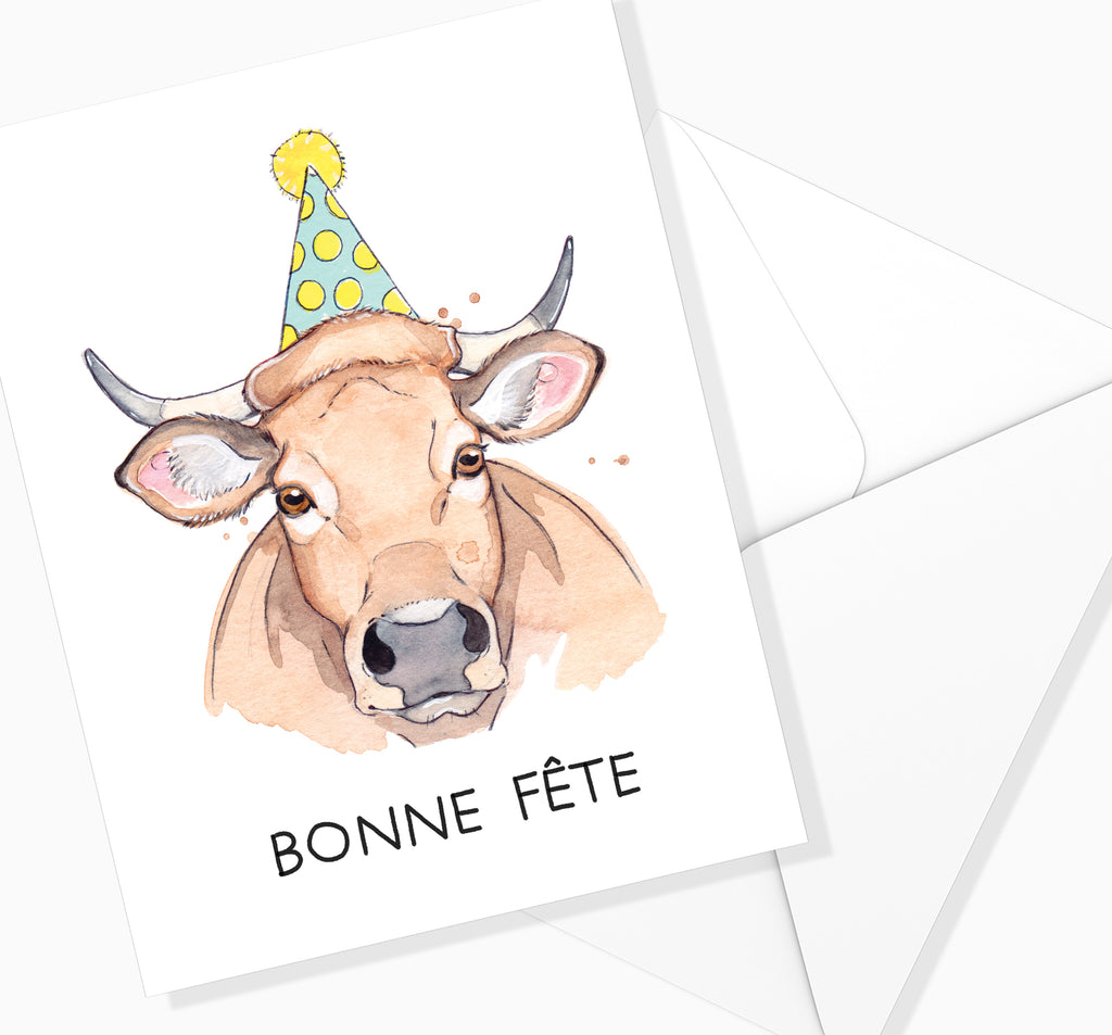 CARTE DE SOUHAIT / BONNE FÊTE VACHE / MARIE-ÈVE ARPIN