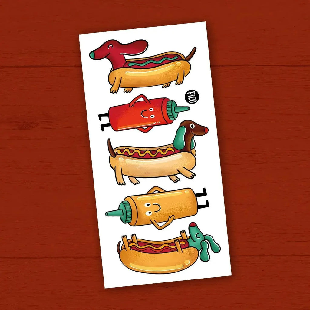 TATOUAGES KETCHUP LE CHIEN SAUCISSE / PICO