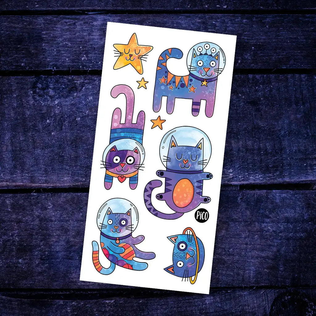 TATOUAGE TEMPORAIRE - LES CHATS DE L'ESPACE