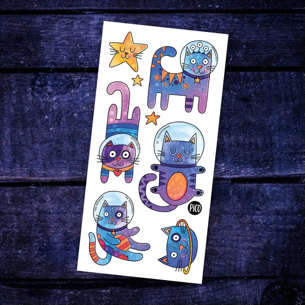 TATOUAGE TEMPORAIRE - LES CHATS DE L'ESPACE