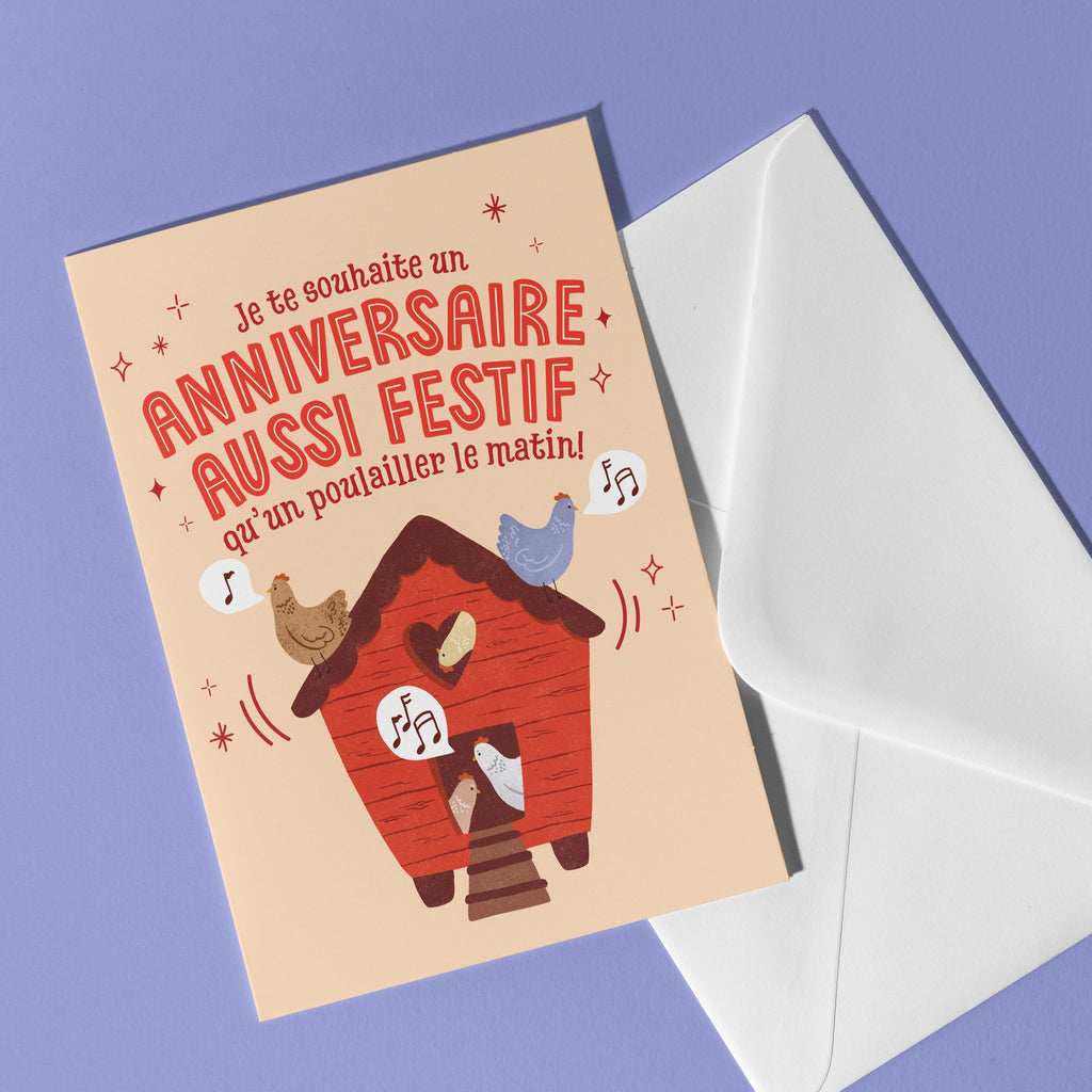 CARTE DE SOUHAIT - ANNIVERSAIRE FESTIF AU POULAILLER // FERMETTE ET GRIBOUILLIS