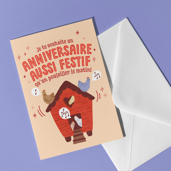 CARTE DE SOUHAIT - ANNIVERSAIRE FESTIF AU POULAILLER // FERMETTE ET GRIBOUILLIS