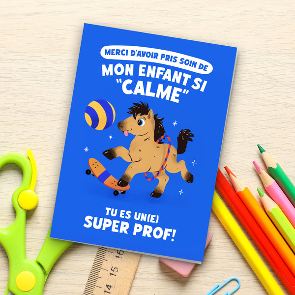 CARTE DE SOUHAIT - REMERCIEMENT SCOLAIRE / ENFANT "CALME" // FERMETTE ET GRIBOUILLIS