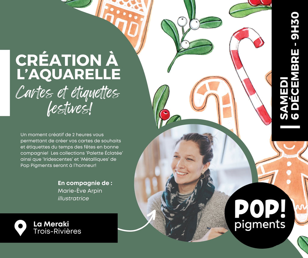 AQUARELLE : Création de Cartes et d'Étiquettes Festives! : avec Marie-Eve Arpin // 40$