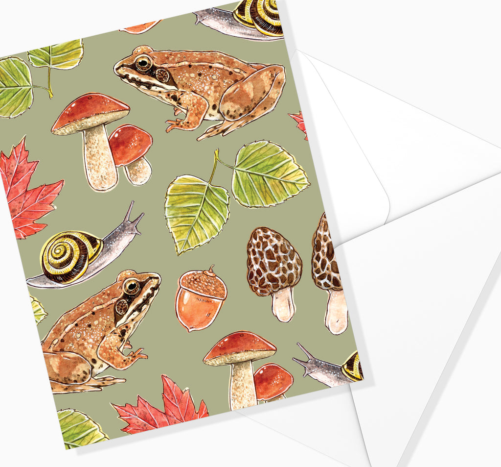 CARTE DE SOUHAIT / Nature D'AUTOMNE - Fond Vert / MARIE-ÈVE ARPIN