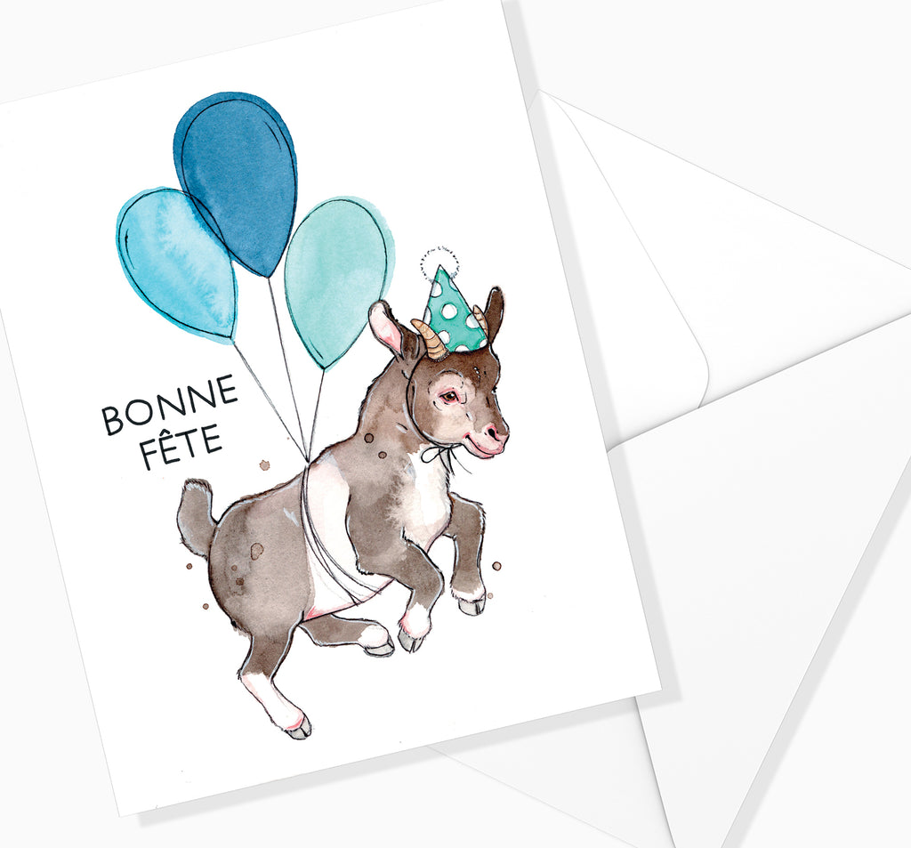 CARTE DE SOUHAIT / BONNE FÊTE CHÈVRE / MARIE-ÈVE ARPIN