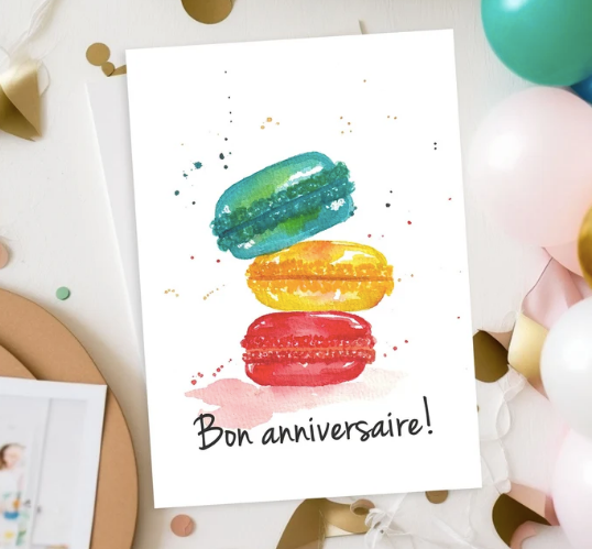 Carte de souhait MACARONS - L'ATELIER DE MORGANE
