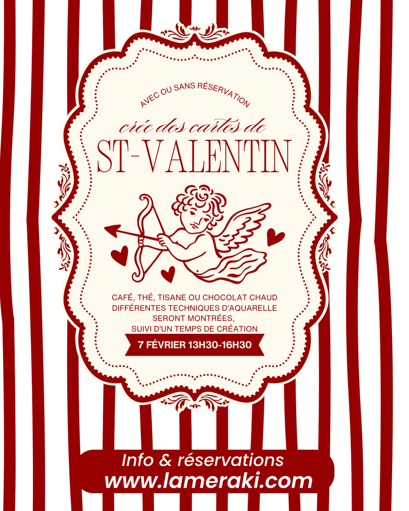 BAR À CARTES: CRÉER SA PAPETERIE ST-VALENTIN: BREUVAGE CHAUD & CARTES DE ST-VALENTIN À L'AQUARELLE / avec ou sans rendez-vous