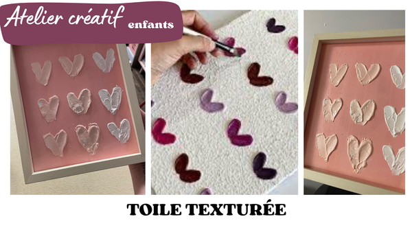 ATELIER Toile texturée Cœurs en folie