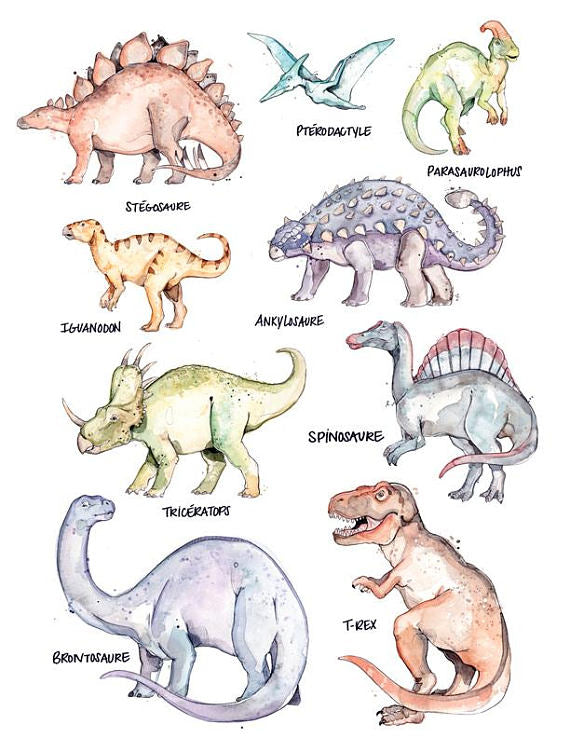 Illustration de dinosaures affiche