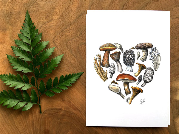 CARTE DE SOUHAITS - COEUR DE CHAMPIGNONS / CATHERINE PLANTE ARTISTE